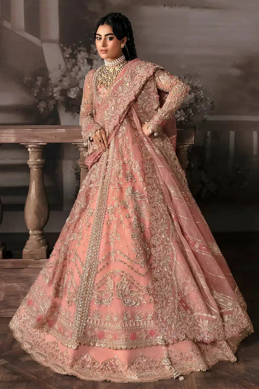 Afrozeh Victoria tea pink bridal organza suit, photo 3