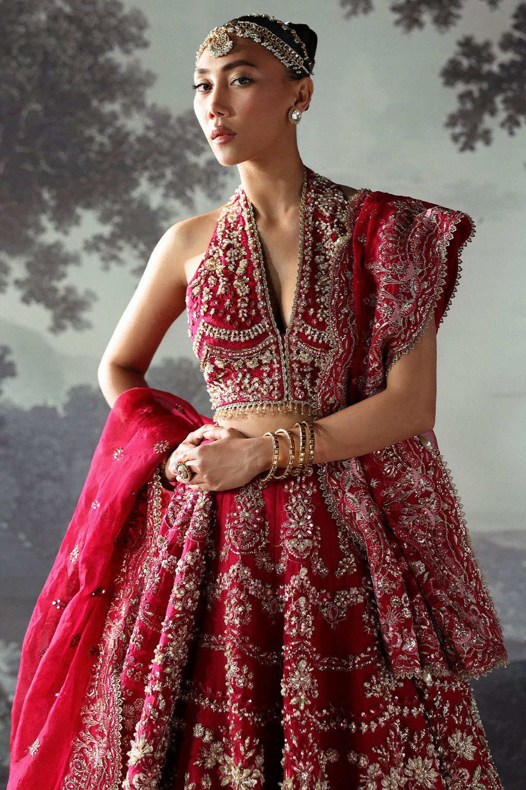 Afrozeh Claude fuchsia pink organza bridal lehenga choli, photo 4