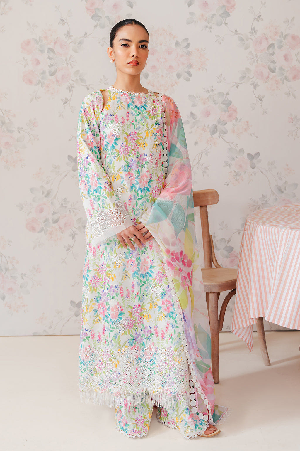 Afrozeh | The Floral Charm | Vanilla -  Afrozeh Luxury - Original Designer Dress - House of Maryam
