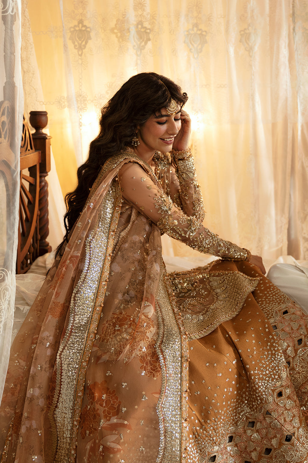 Afrozeh Nooray golden net formal suit, photo 6