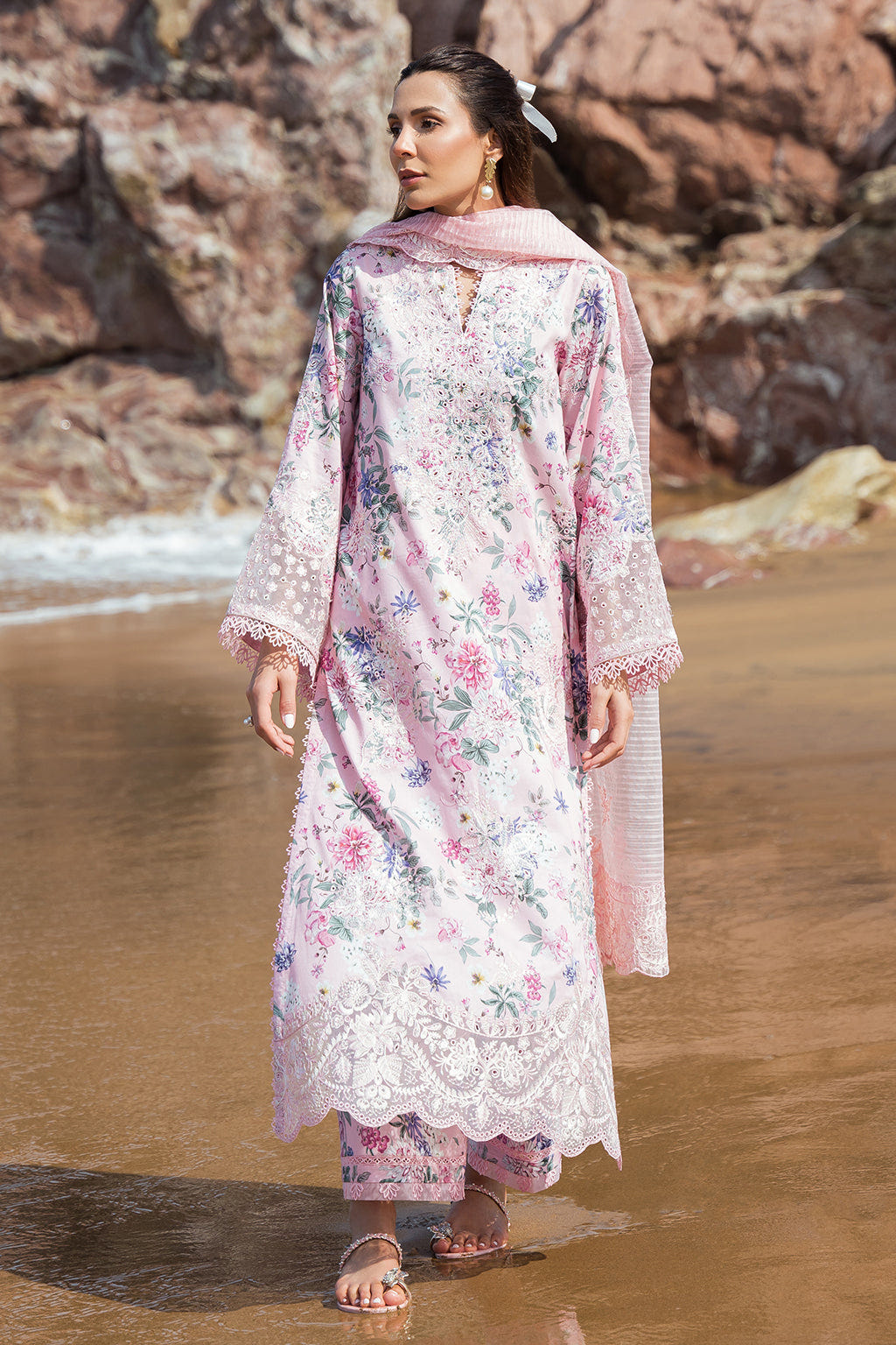 Afrozeh Lily embroidered lawn suit