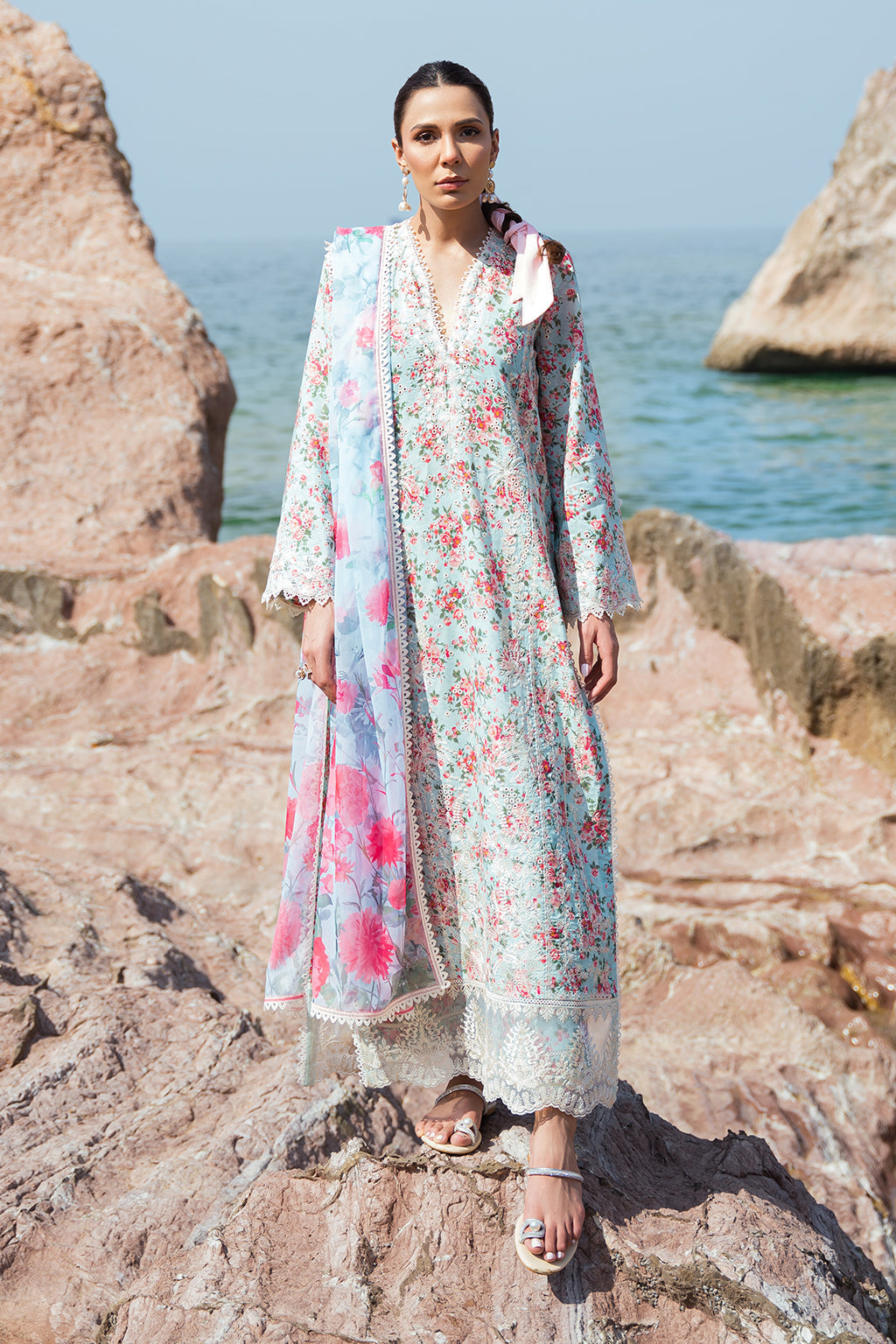 Afrozeh Topaz embroidered lawn suit