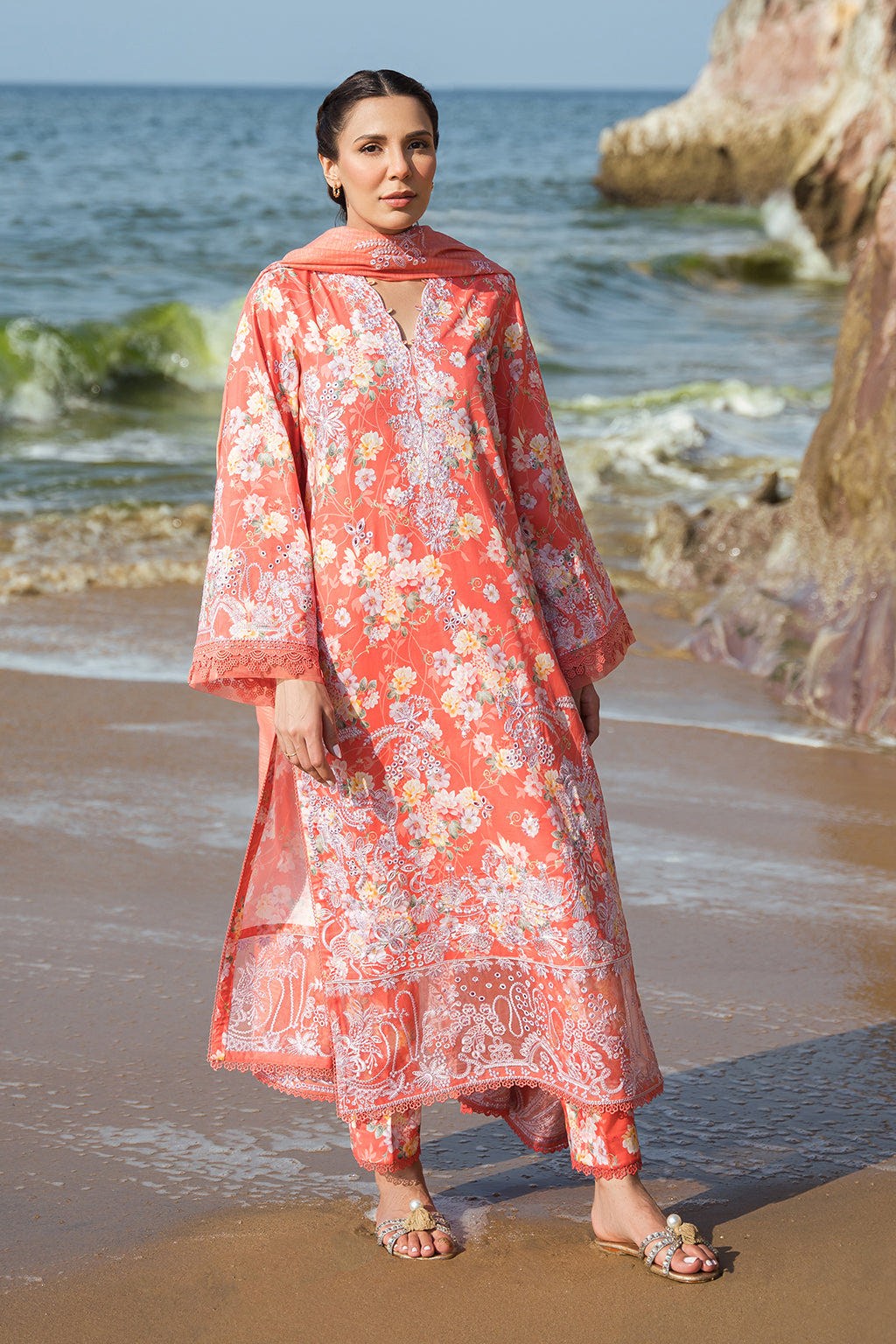 Afrozeh Jasmine embroidered lawn suit