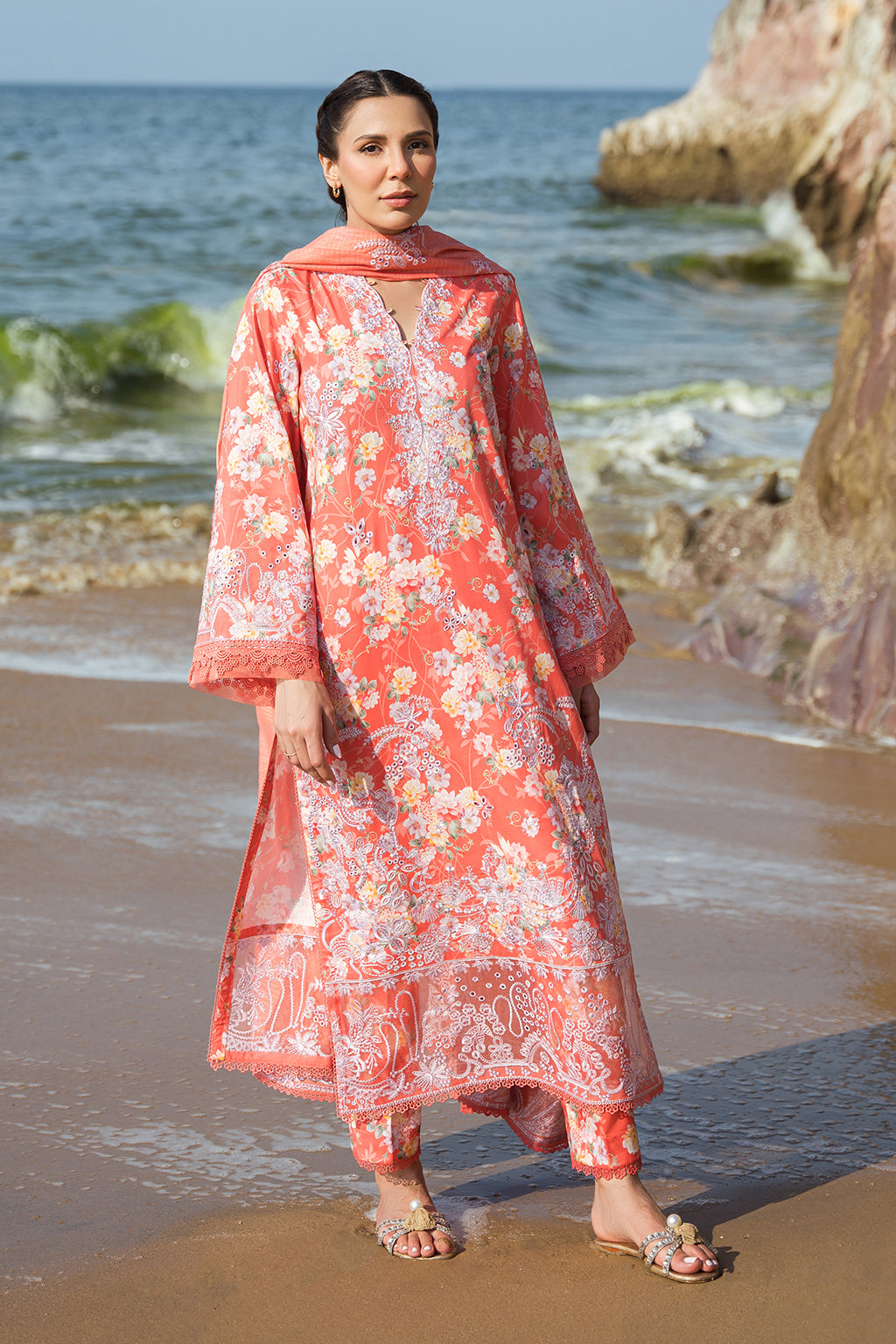 Afrozeh Jasmine embroidered lawn suit