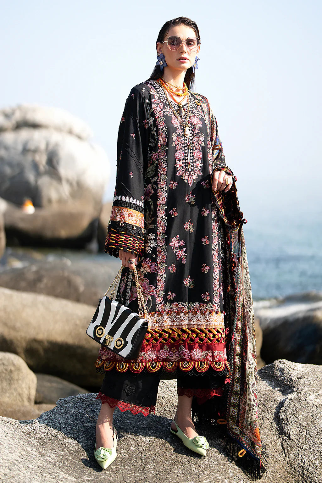 AJR Couture | Alif Signature Luxury Lawn 24 | Noir by AJR Couture - House of Maryam