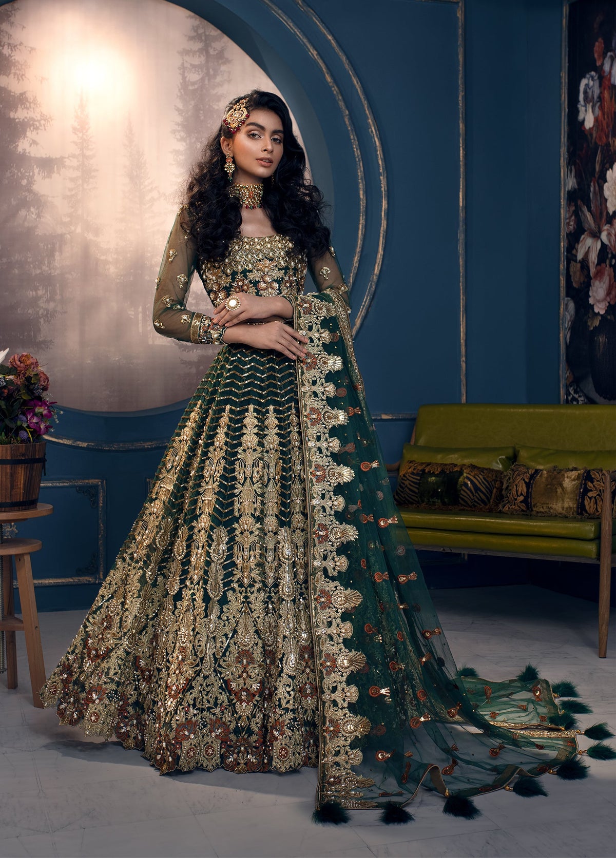 Akbar Aslam Cygnus net bridal lehenga choli