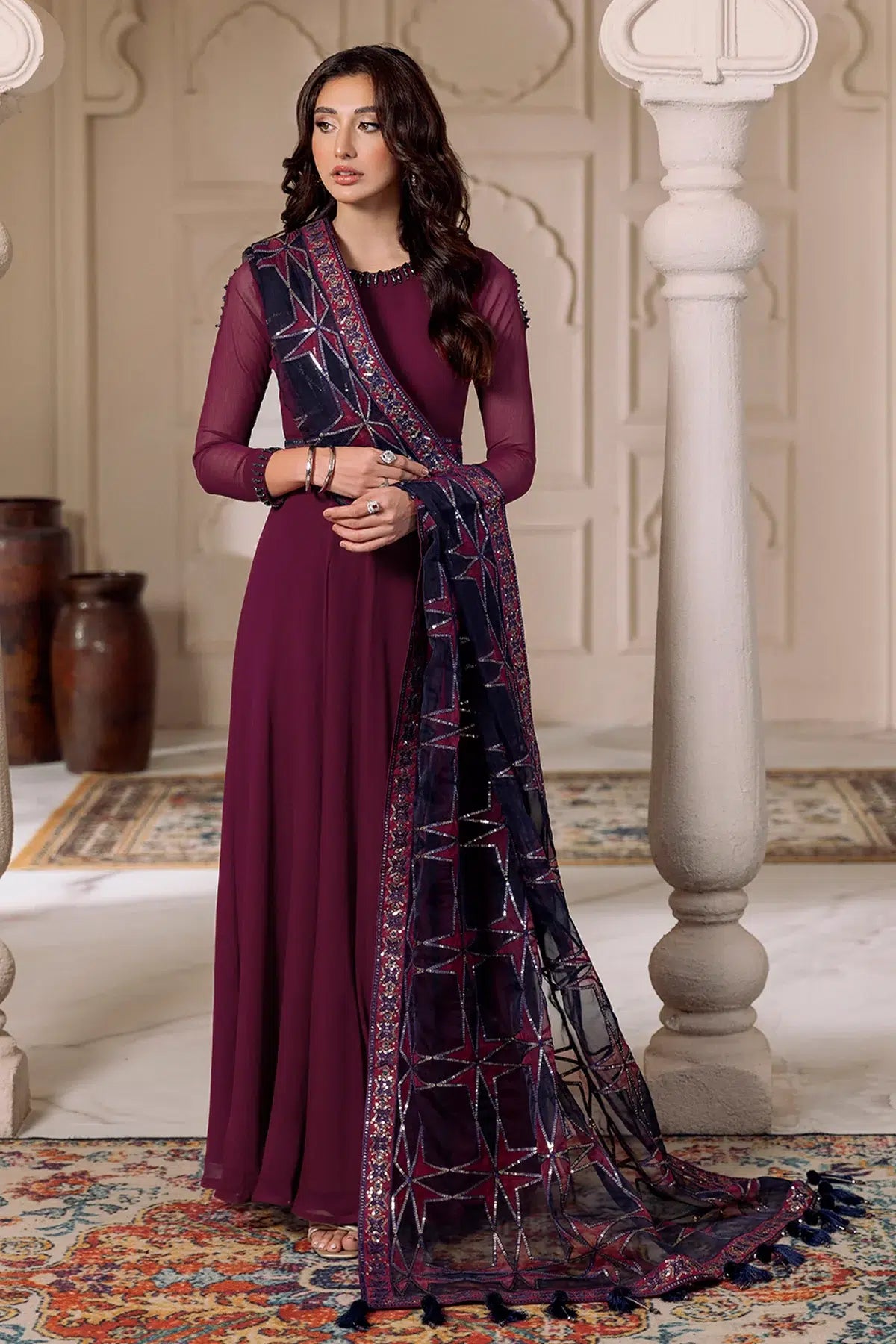 Alizeh | Formals Collection | Magenta 3 piece - RTW1013 by Designer Alizeh - House of Maryam - Pakistani Designer Ethnic Wear in {{ shop.shopifyCountryName }}