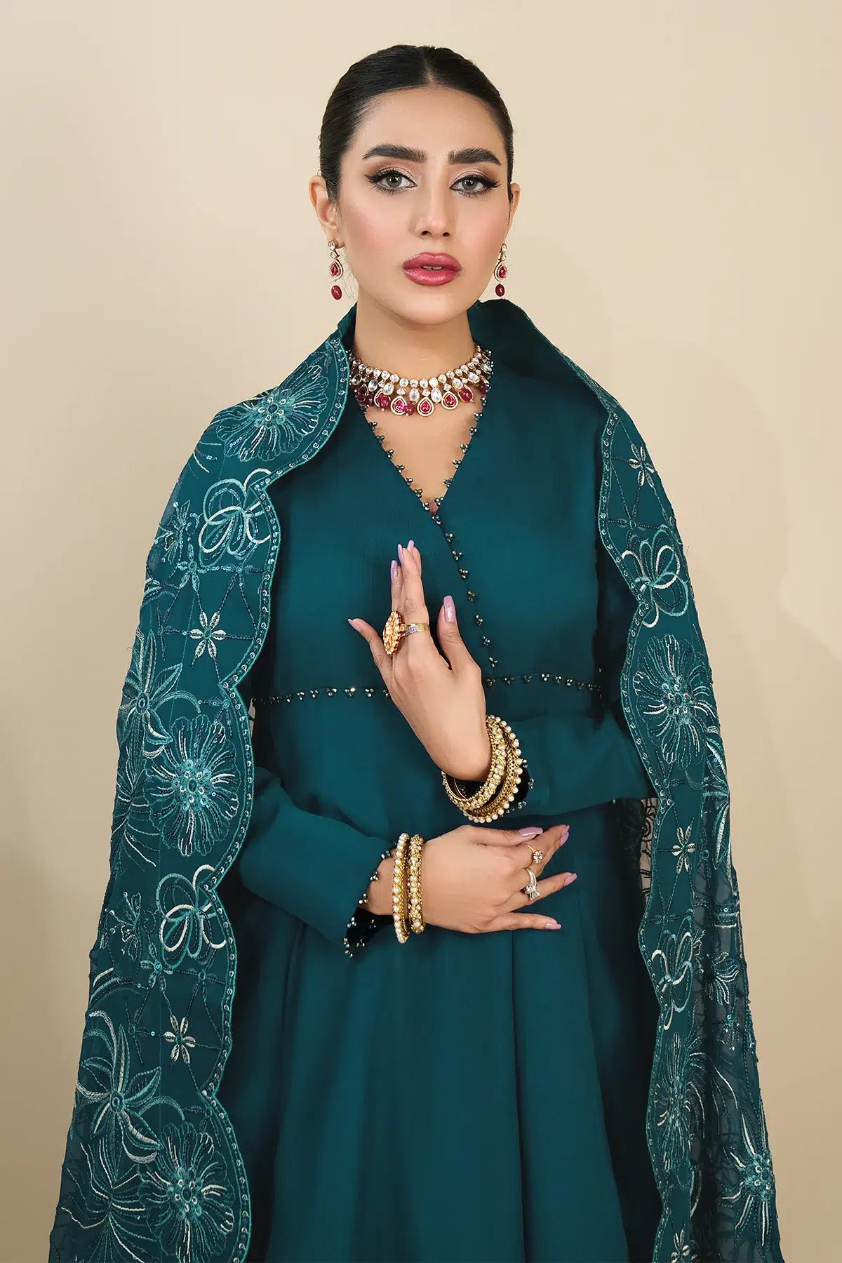 Alizeh | Formals Collection | Sea Green Peplum 3 piece - RTW1015 -  Alizeh Formal - Original Designer Dress - House of Maryam