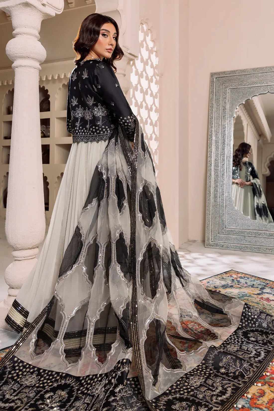 Alizeh | Formals Collection | Offwhite Black 4 piece - RTW1016 by Designer Alizeh - House of Maryam - Pakistani Designer Ethnic Wear in {{ shop.shopifyCountryName }}