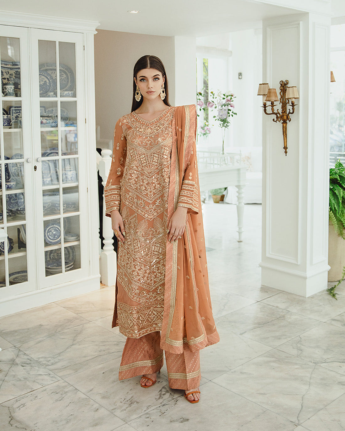 Maryum n Maria | Freesia Ariya Formals | SW23-505 - Rosy Brown - Parisa by Designer Maryum N Maria - House of Maryam - Pakistani Designer Ethnic Wear in {{ shop.shopifyCountryName }}