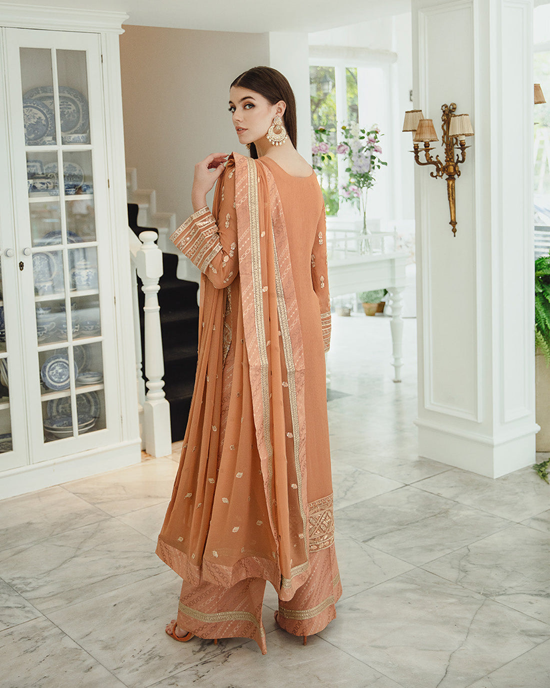 Maryum n Maria | Freesia Ariya Formals | SW23-505 - Rosy Brown - Parisa by Designer Maryum N Maria - House of Maryam - Pakistani Designer Ethnic Wear in {{ shop.shopifyCountryName }}