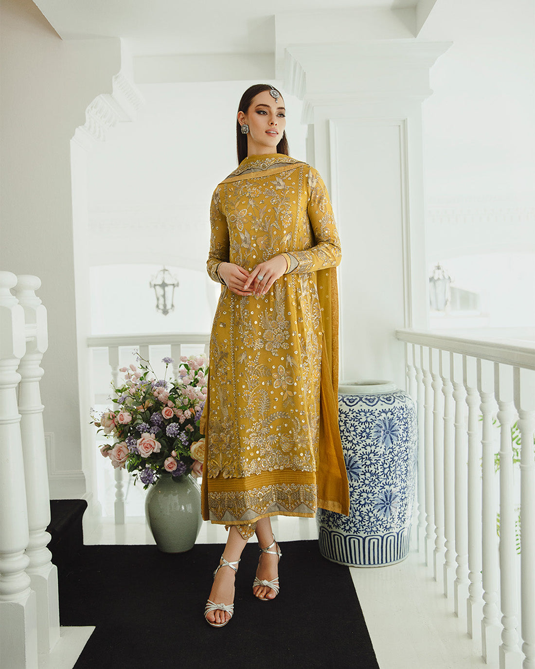 Maryum n Maria | Freesia Ariya Formals | SW23-510 - Ocher - Laleh by Designer Maryam N Maria - House of Maryam - Pakistani Designer Ethnic Wear in {{ shop.shopifyCountryName }}