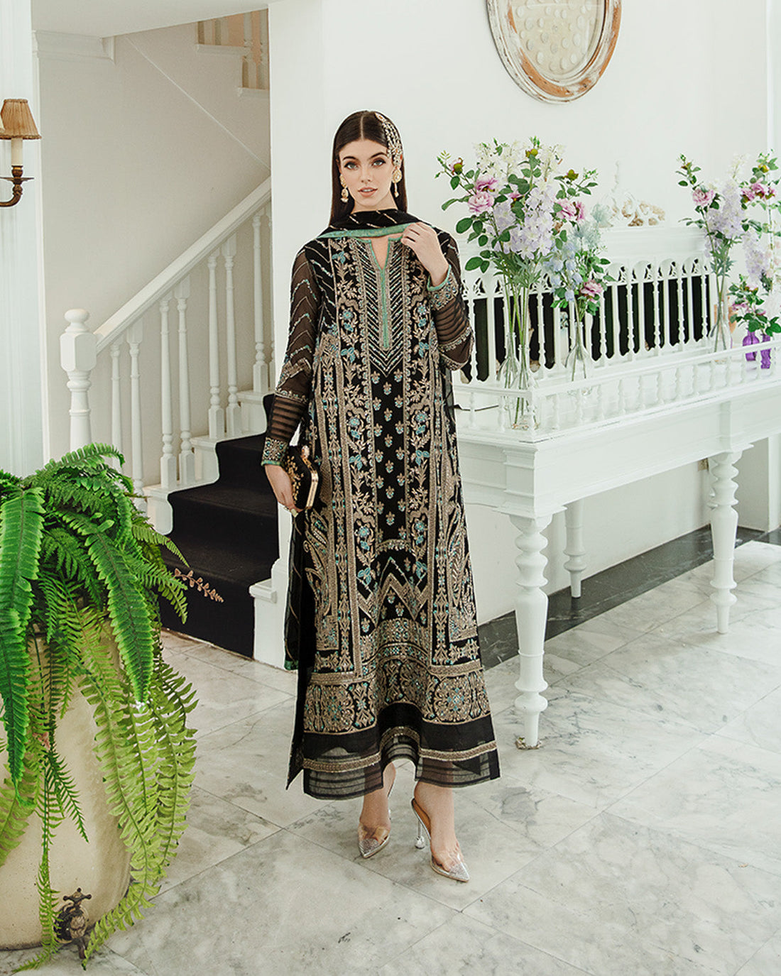 Maryum n Maria | Freesia Ariya Formals | SW23-507 - Black - Iman by Designer Maryam N Maria - House of Maryam - Pakistani Designer Ethnic Wear in {{ shop.shopifyCountryName }}