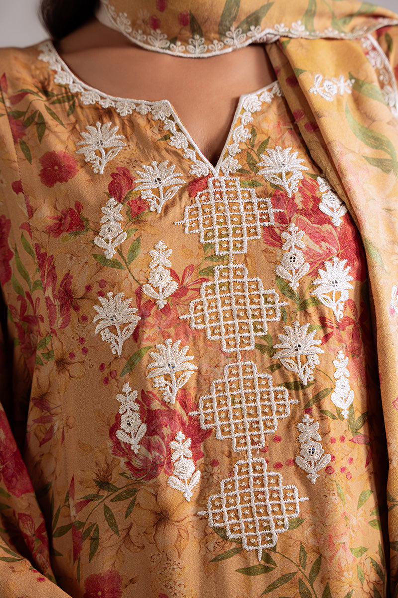 Cross Stitch | Khaddar Linen 25 | MUSTARD ORCHID-3