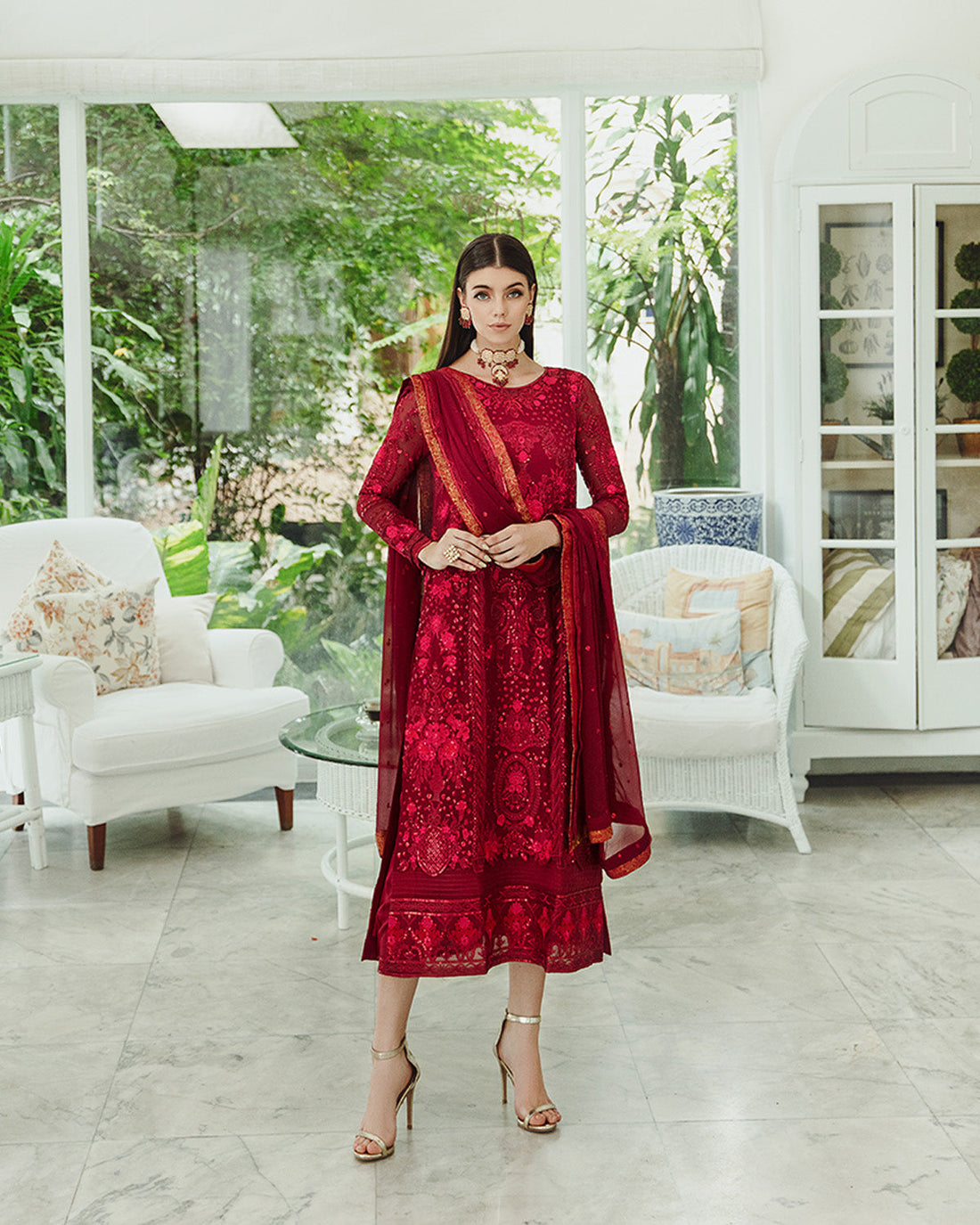 Maryum n Maria | Freesia Ariya Formals | SW23-506 - Crimson - Shadi by Designer Maryam N Maria - House of Maryam - Pakistani Designer Ethnic Wear in {{ shop.shopifyCountryName }}