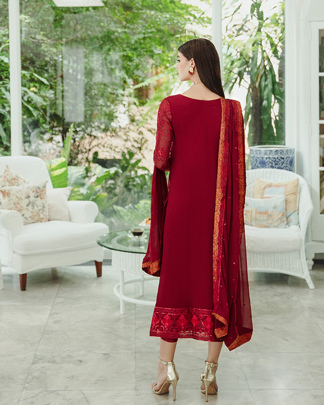 Maryum n Maria | Freesia Ariya Formals | SW23-506 - Crimson - Shadi by Designer Maryam N Maria - House of Maryam - Pakistani Designer Ethnic Wear in {{ shop.shopifyCountryName }}