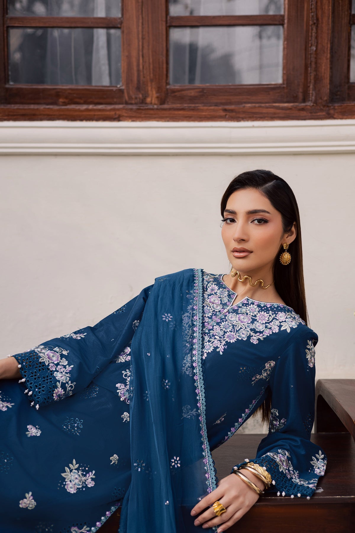 Batik | Feyre Luxury Lawn Eid Edit 26' | Azraaq 3Pc-7