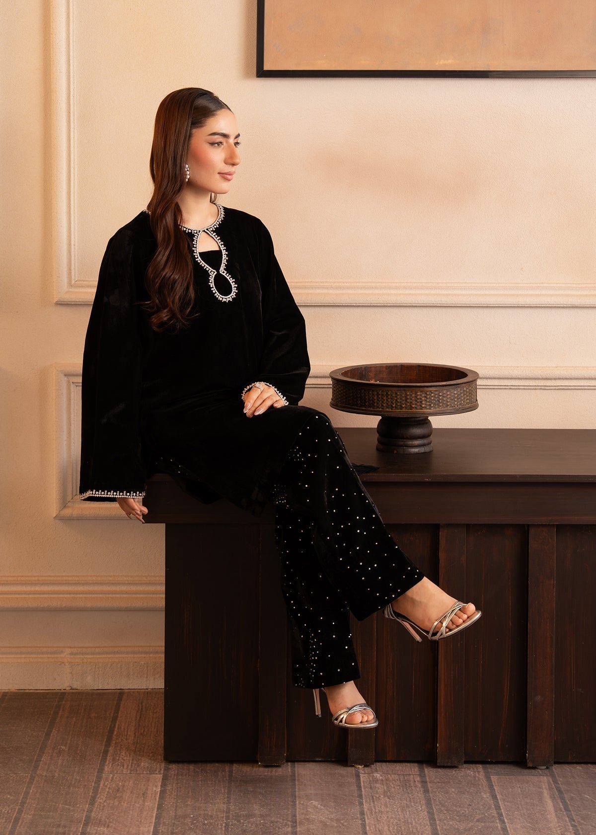 Fozia Khalid | The Velvet Rise 25 | NOIR GLEAM -  Fozia Khalid Ladies Clothes - Original Designer Dress - House of Maryam