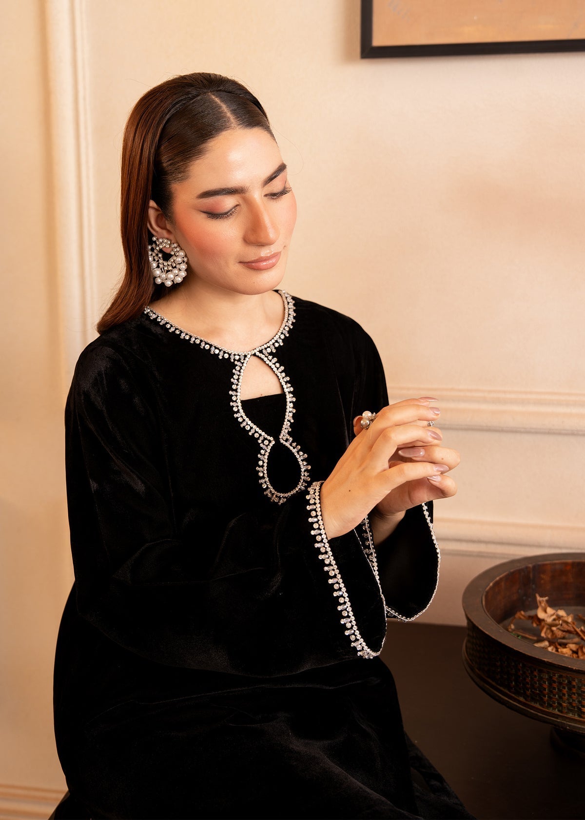 Fozia Khalid | The Velvet Rise 25 | NOIR GLEAM -  Fozia Khalid Ladies Clothes - Original Designer Dress - House of Maryam