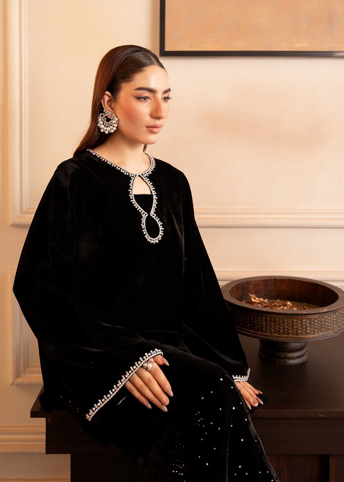 Fozia Khalid | The Velvet Rise 25 | NOIR GLEAM -  Fozia Khalid Ladies Clothes - Original Designer Dress - House of Maryam