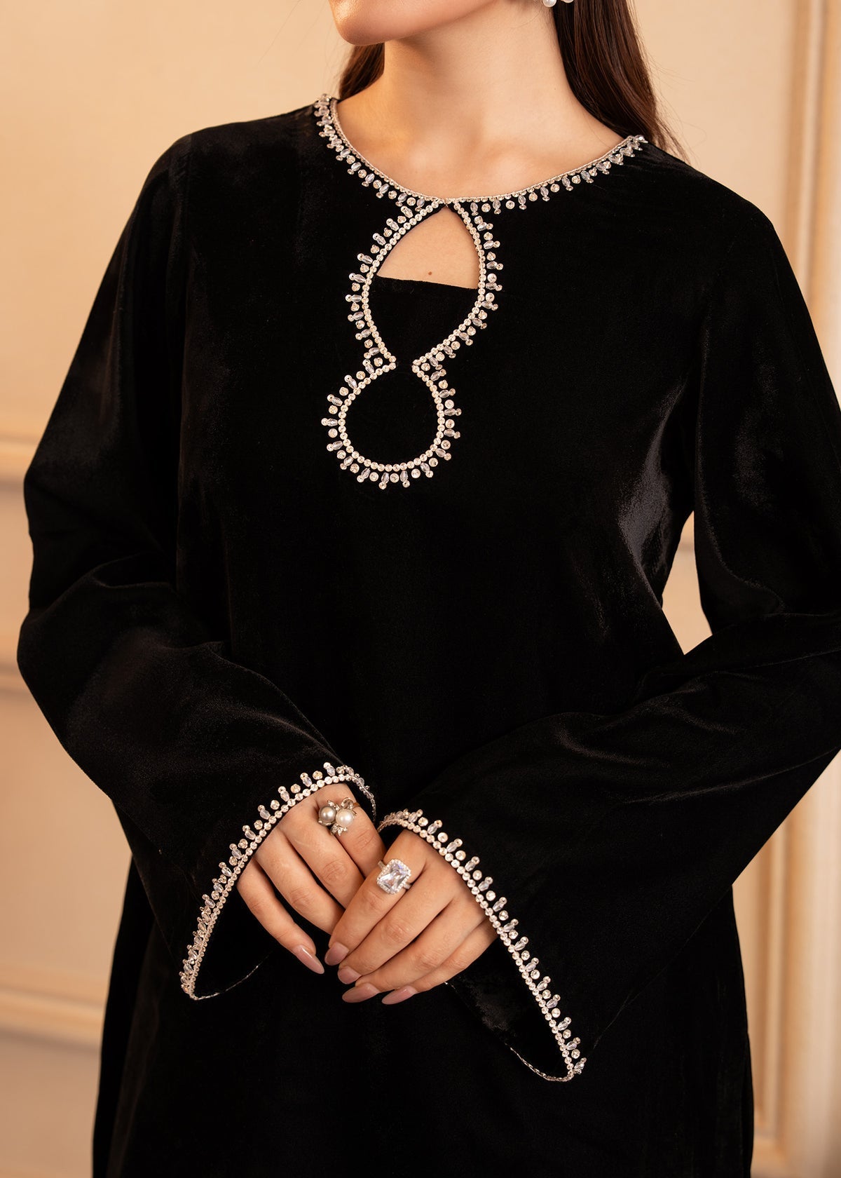 Fozia Khalid | The Velvet Rise 25 | NOIR GLEAM -  Fozia Khalid Ladies Clothes - Original Designer Dress - House of Maryam