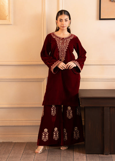 Fozia Khalid | The Velvet Rise 25 | CRIMSON GRACE -  Fozia Khalid Ladies Clothes - Original Designer Dress - House of Maryam