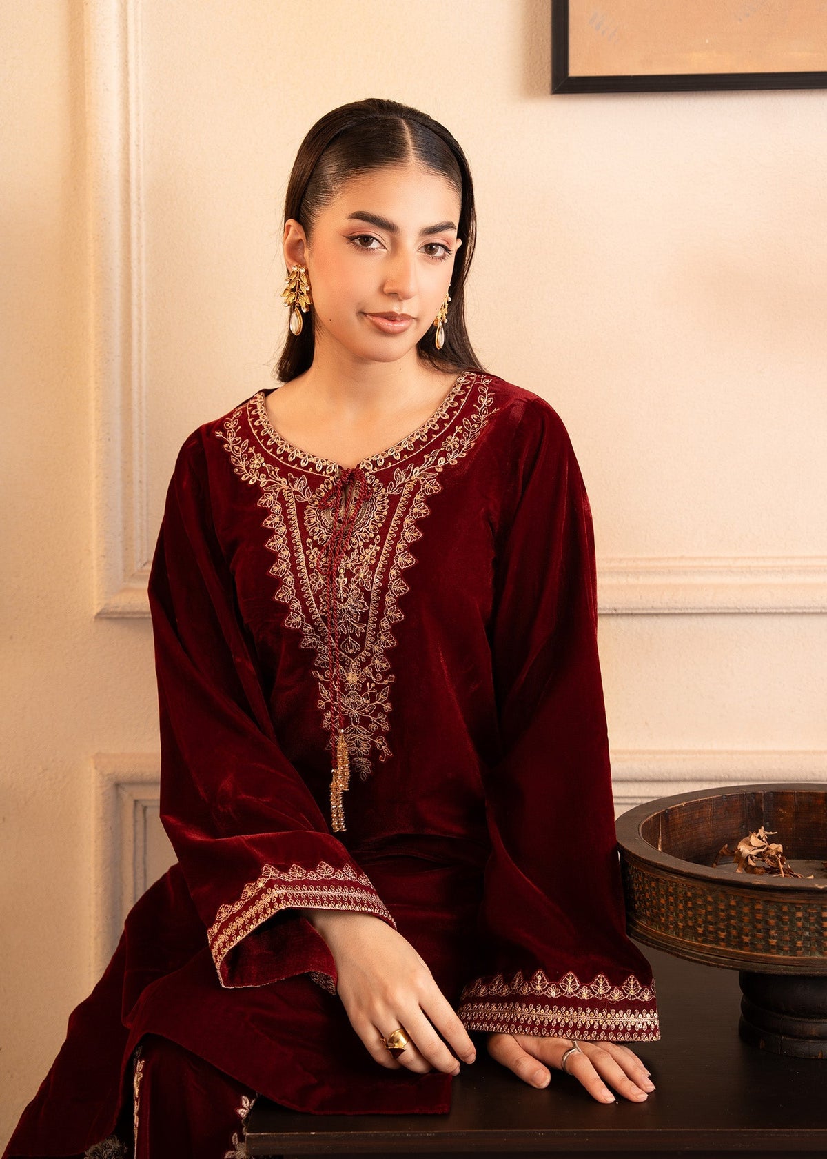 Fozia Khalid | The Velvet Rise 25 | CRIMSON GRACE -  Fozia Khalid Ladies Clothes - Original Designer Dress - House of Maryam