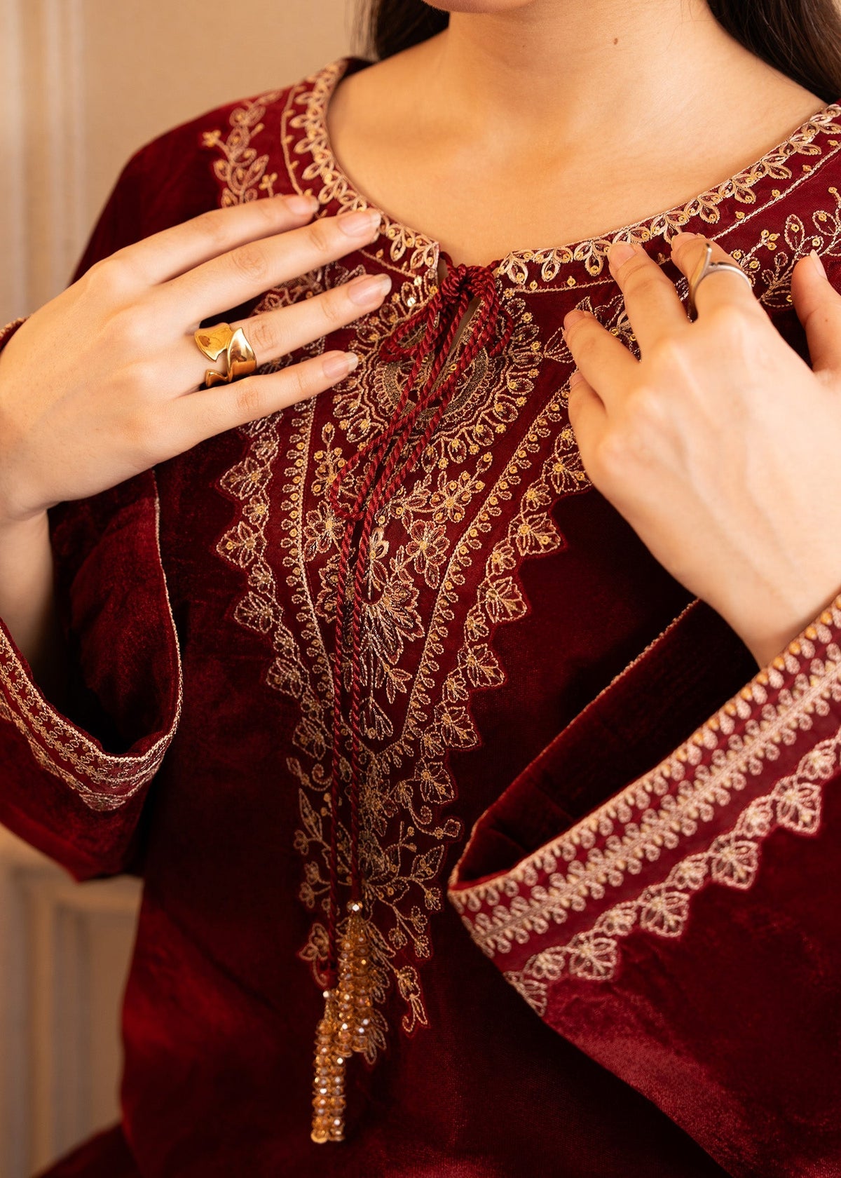 Fozia Khalid | The Velvet Rise 25 | CRIMSON GRACE -  Fozia Khalid Ladies Clothes - Original Designer Dress - House of Maryam