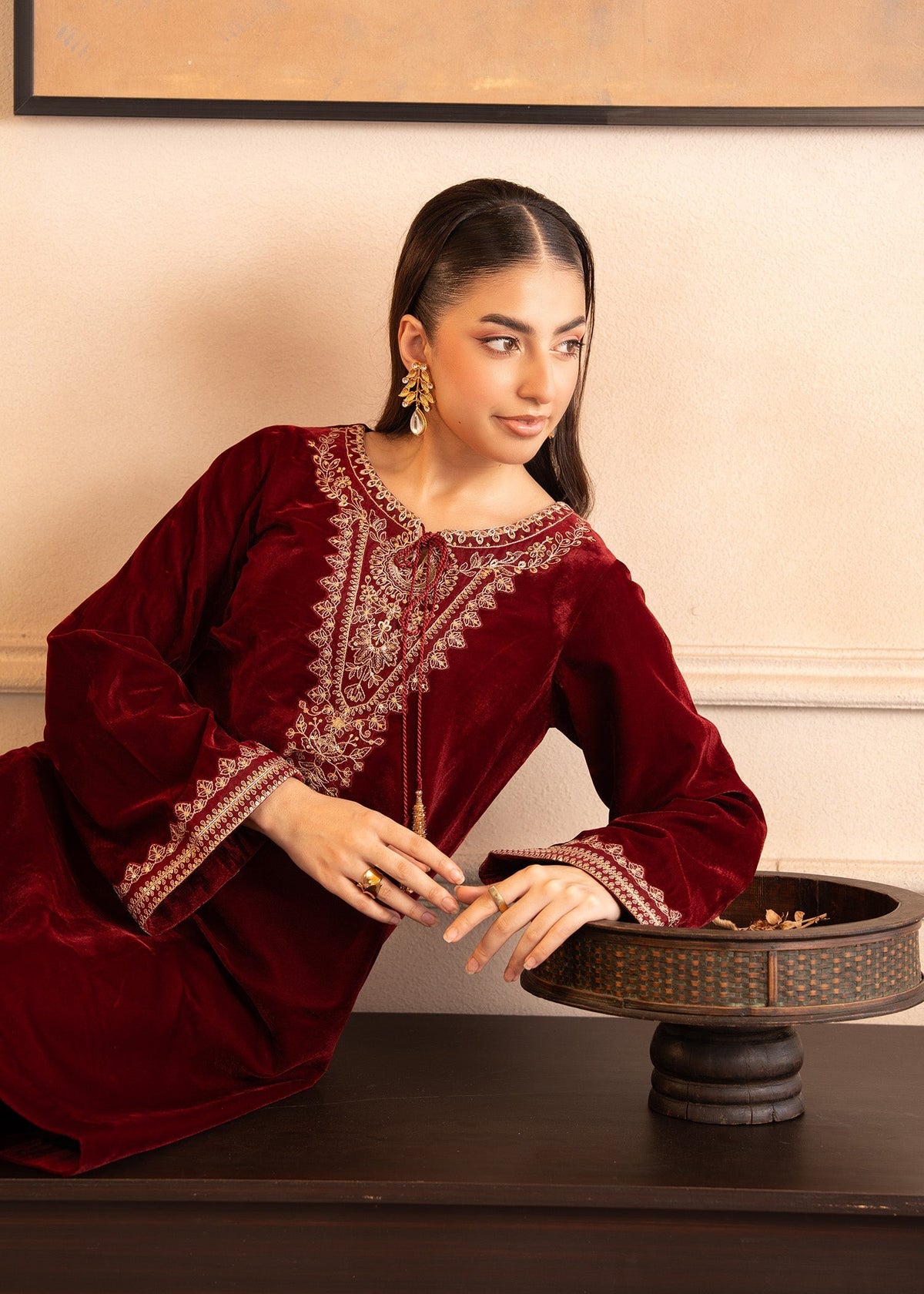 Fozia Khalid | The Velvet Rise 25 | CRIMSON GRACE -  Fozia Khalid Ladies Clothes - Original Designer Dress - House of Maryam