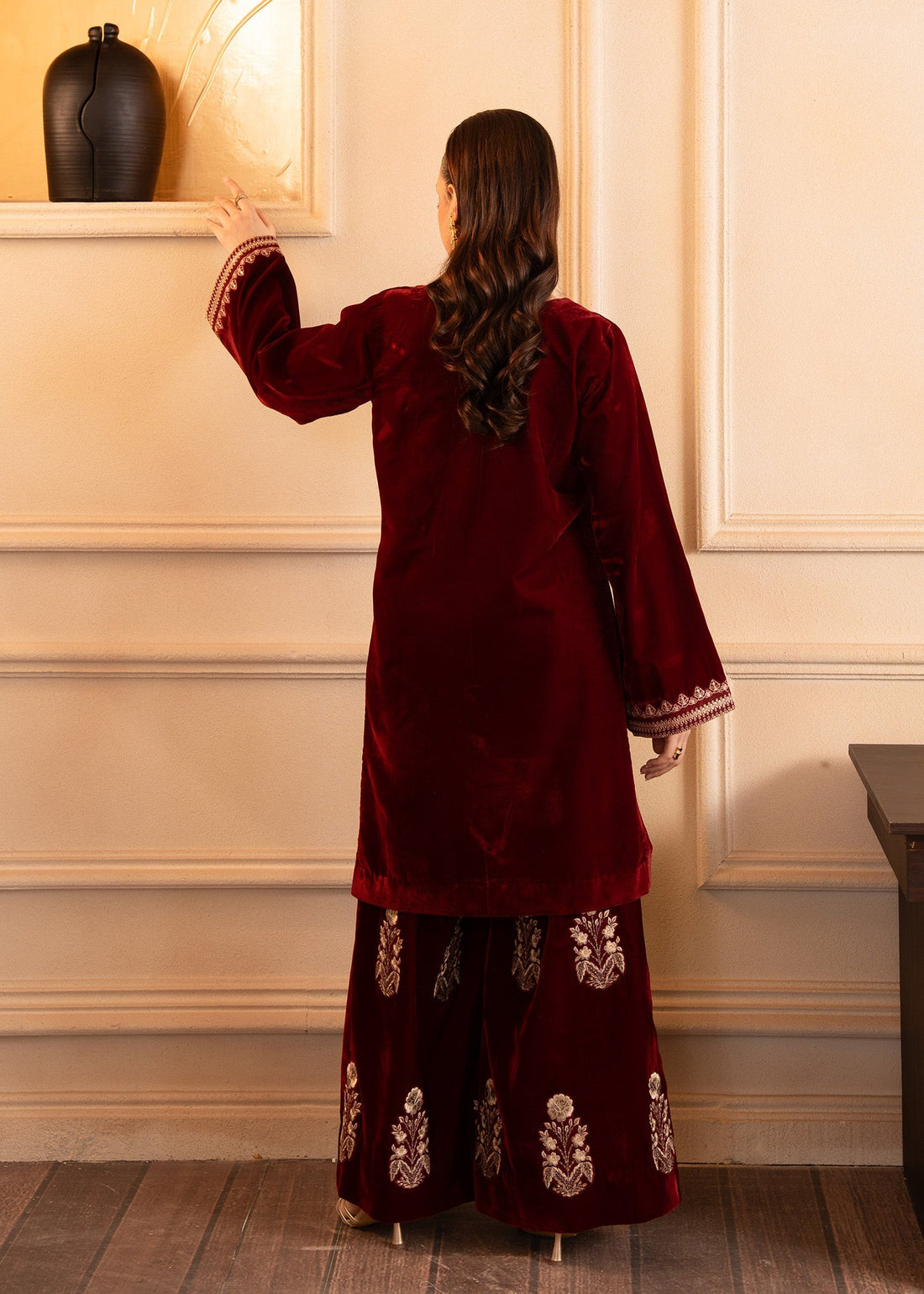 Fozia Khalid | The Velvet Rise 25 | CRIMSON GRACE -  Fozia Khalid Ladies Clothes - Original Designer Dress - House of Maryam