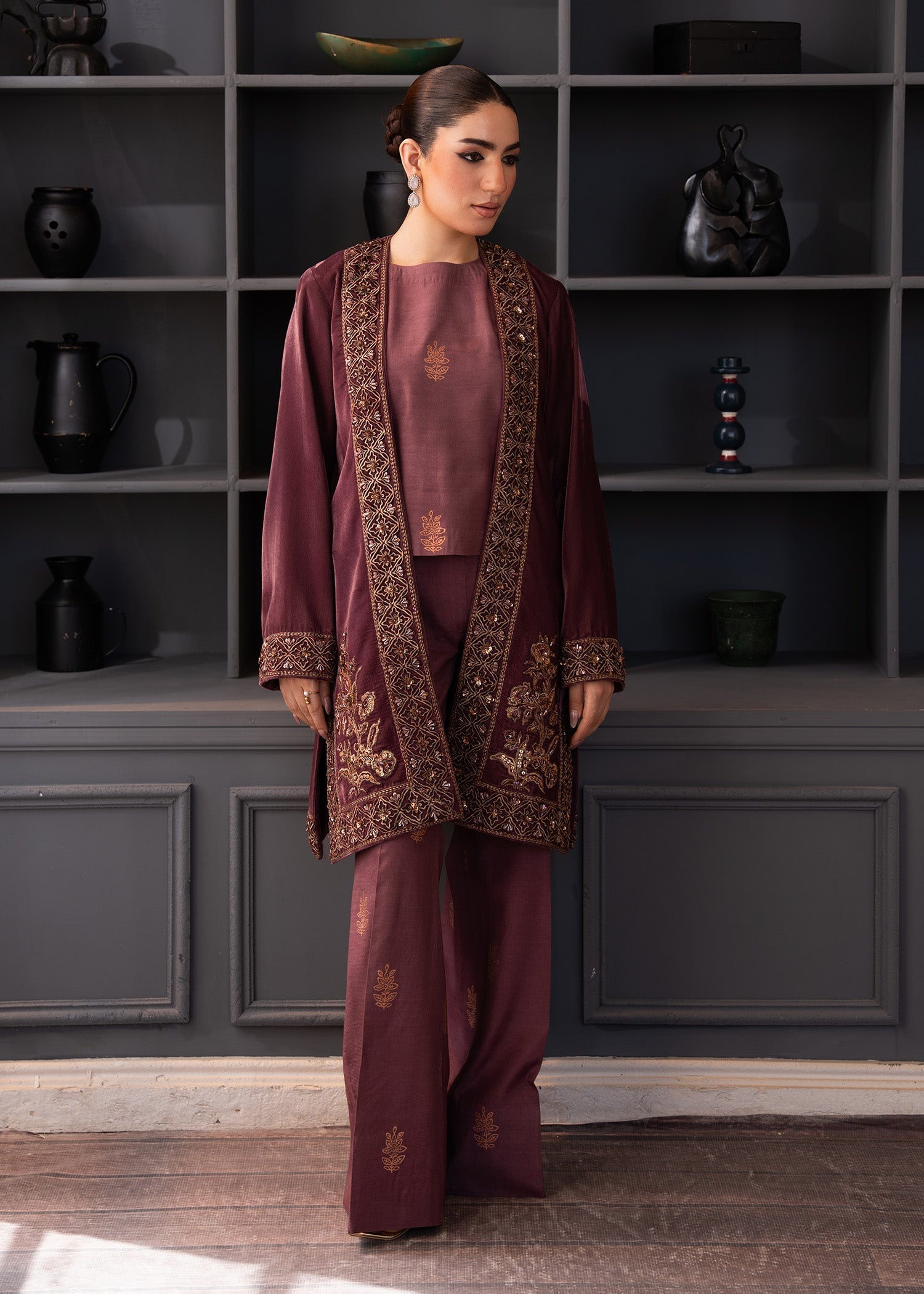 Fozia Khalid | The Velvet Rise 25 | OPAL MIST -  Fozia Khalid Ladies Clothes - Original Designer Dress - House of Maryam
