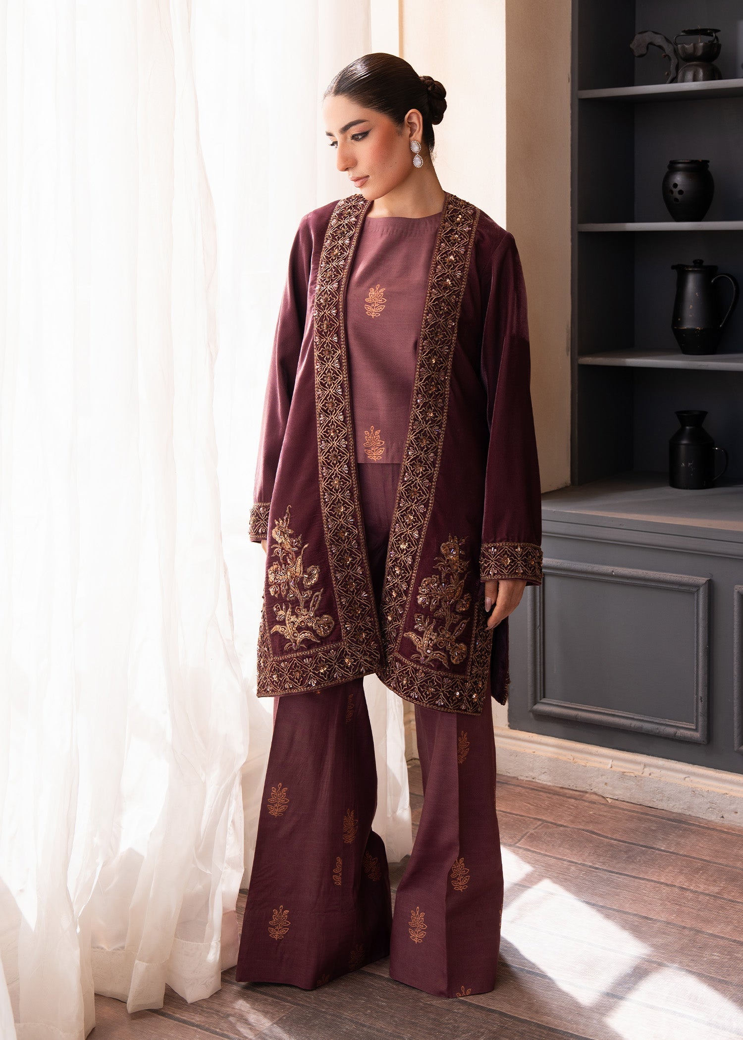 Fozia Khalid | The Velvet Rise 25 | OPAL MIST -  Fozia Khalid Ladies Clothes - Original Designer Dress - House of Maryam