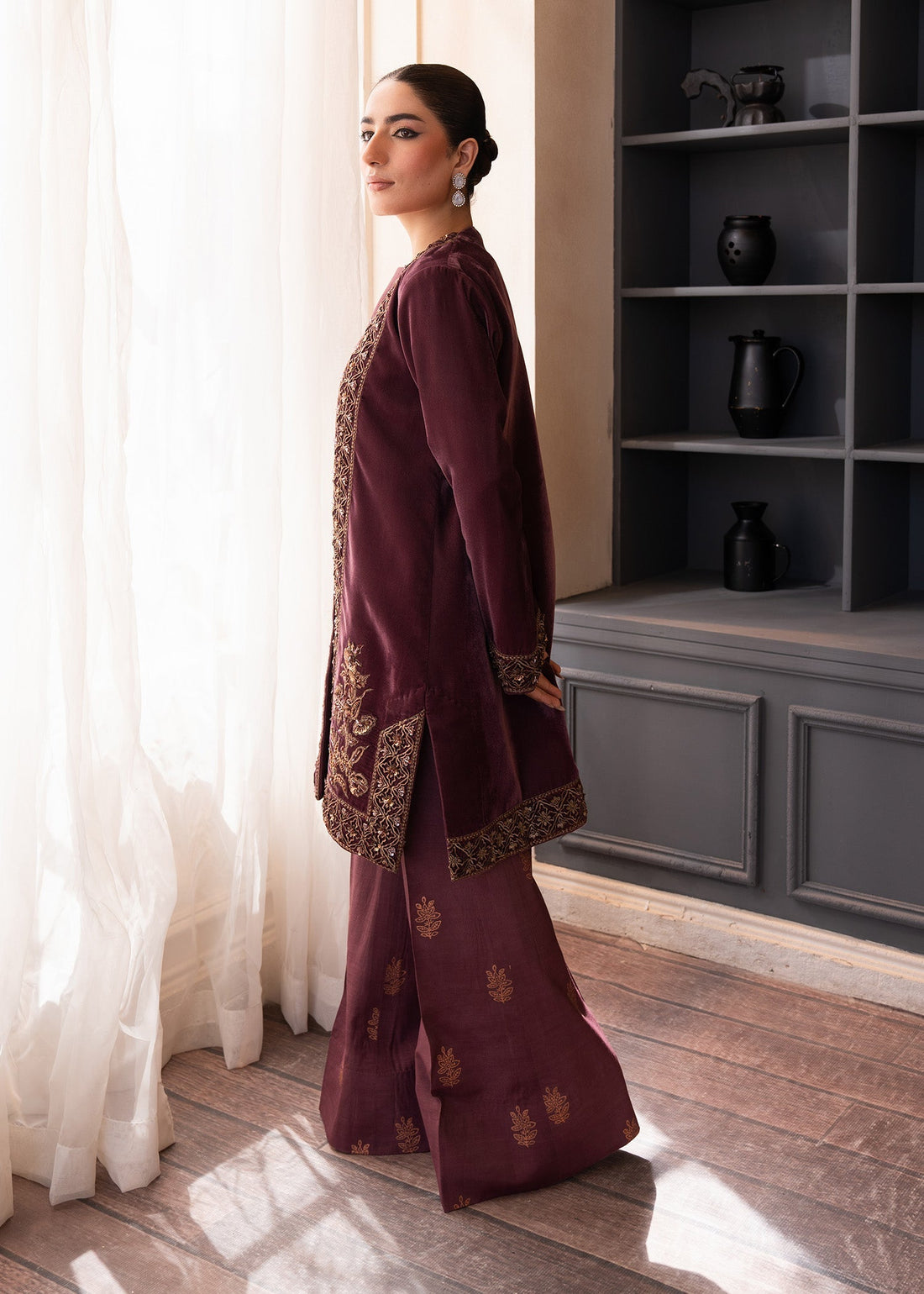 Fozia Khalid | The Velvet Rise 25 | OPAL MIST -  Fozia Khalid Ladies Clothes - Original Designer Dress - House of Maryam