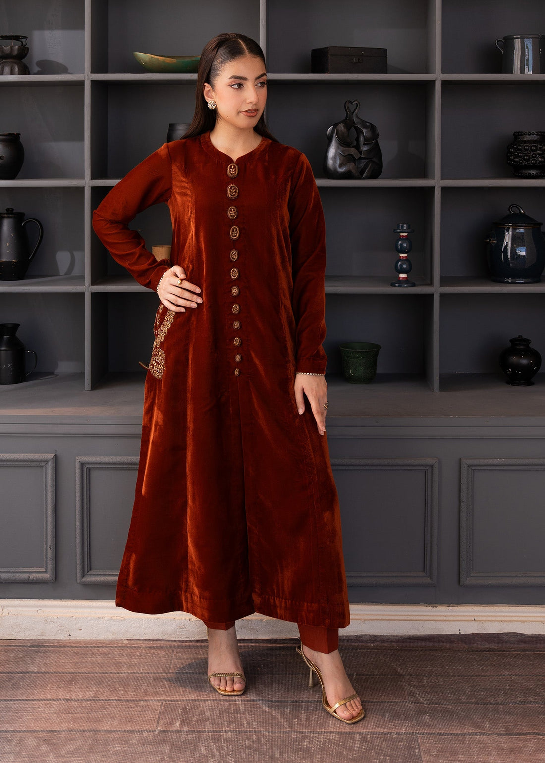 Fozia Khalid | The Velvet Rise 25 | MOCHA LUXE -  Fozia Khalid Ladies Clothes - Original Designer Dress - House of Maryam