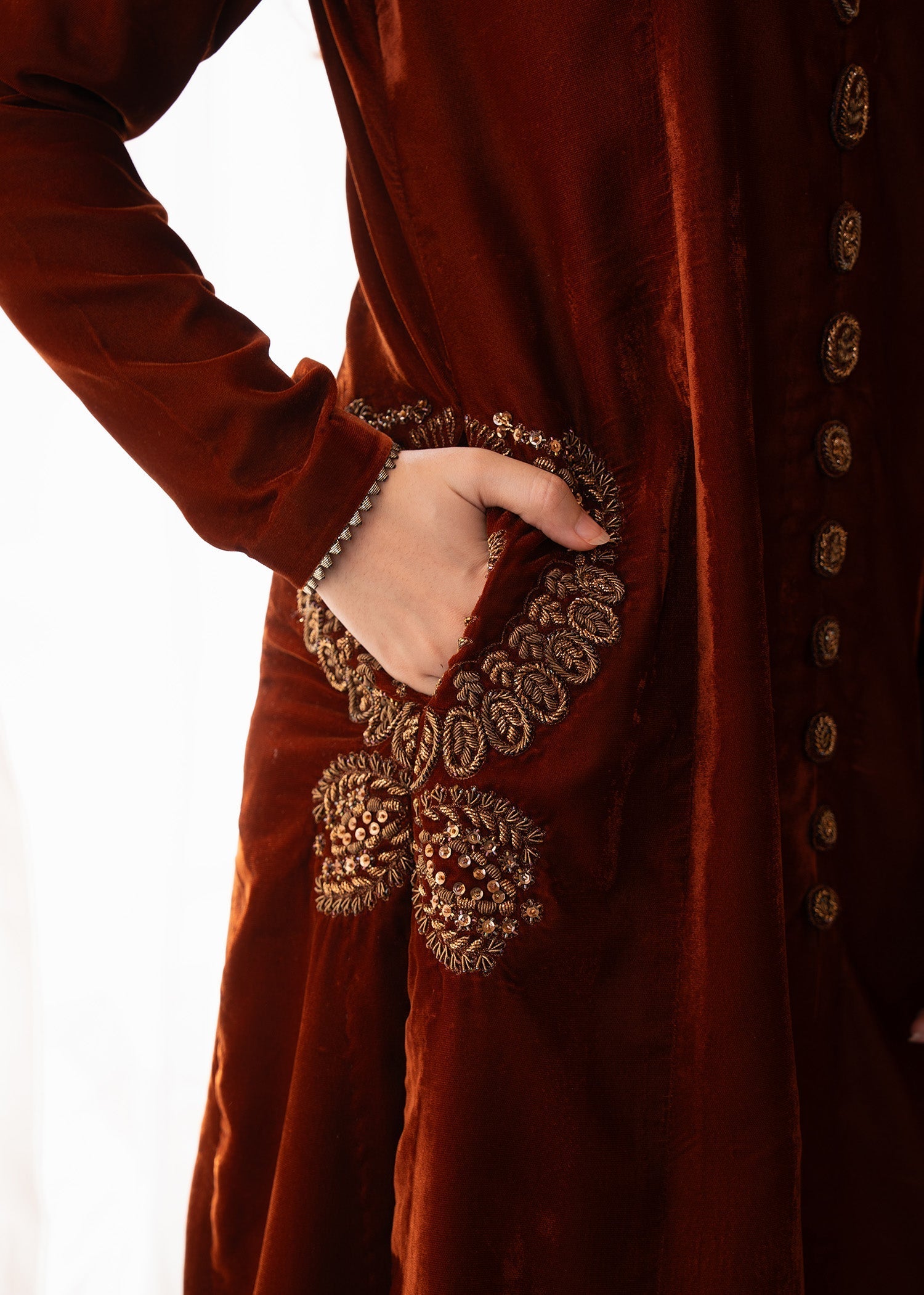 Fozia Khalid | The Velvet Rise 25 | MOCHA LUXE -  Fozia Khalid Ladies Clothes - Original Designer Dress - House of Maryam