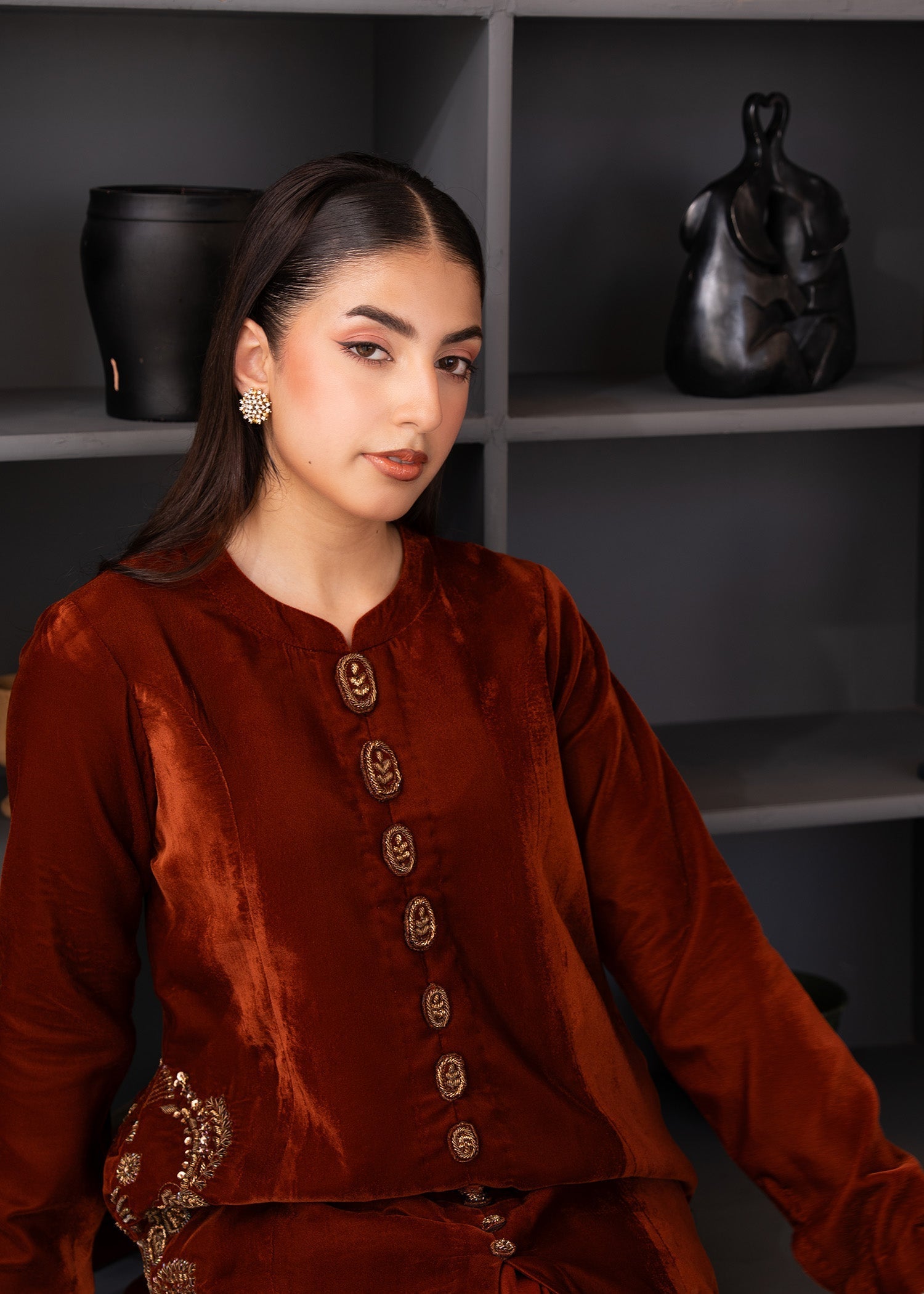 Fozia Khalid | The Velvet Rise 25 | MOCHA LUXE -  Fozia Khalid Ladies Clothes - Original Designer Dress - House of Maryam