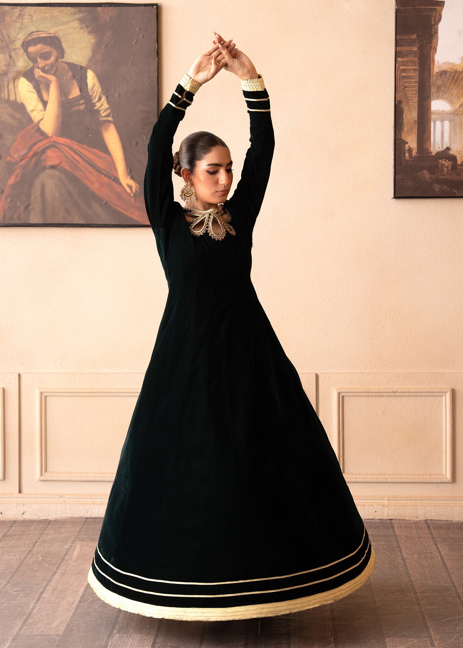 Fozia Khalid | The Velvet Rise 25 | EMERALD VEIL -  Fozia Khalid Ladies Clothes - Original Designer Dress - House of Maryam