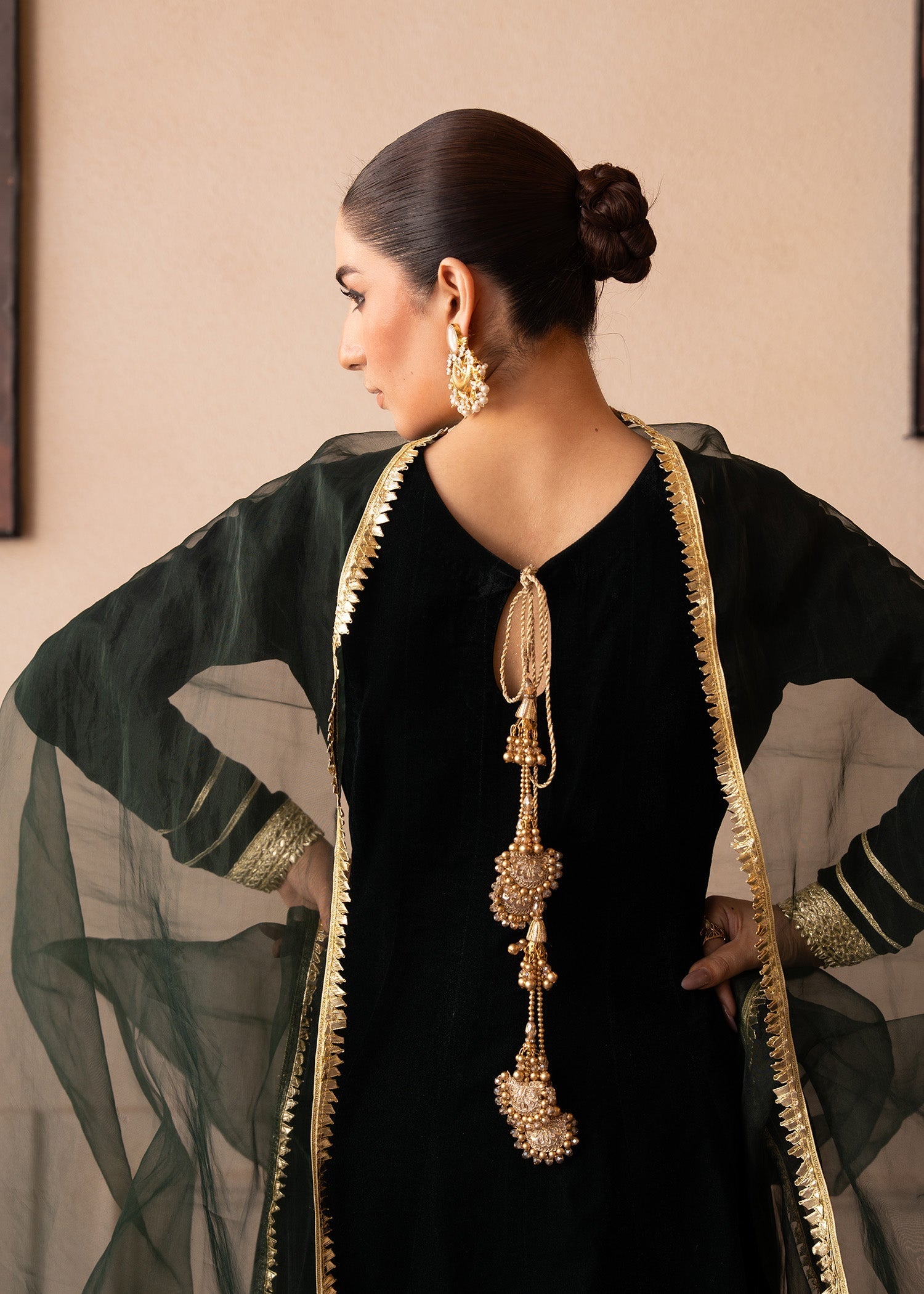 Fozia Khalid | The Velvet Rise 25 | EMERALD VEIL -  Fozia Khalid Ladies Clothes - Original Designer Dress - House of Maryam