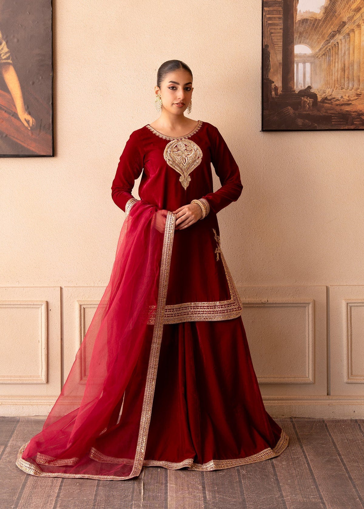 Fozia Khalid | The Velvet Rise 25 | ROSE EMBER -  Fozia Khalid Ladies Clothes - Original Designer Dress - House of Maryam
