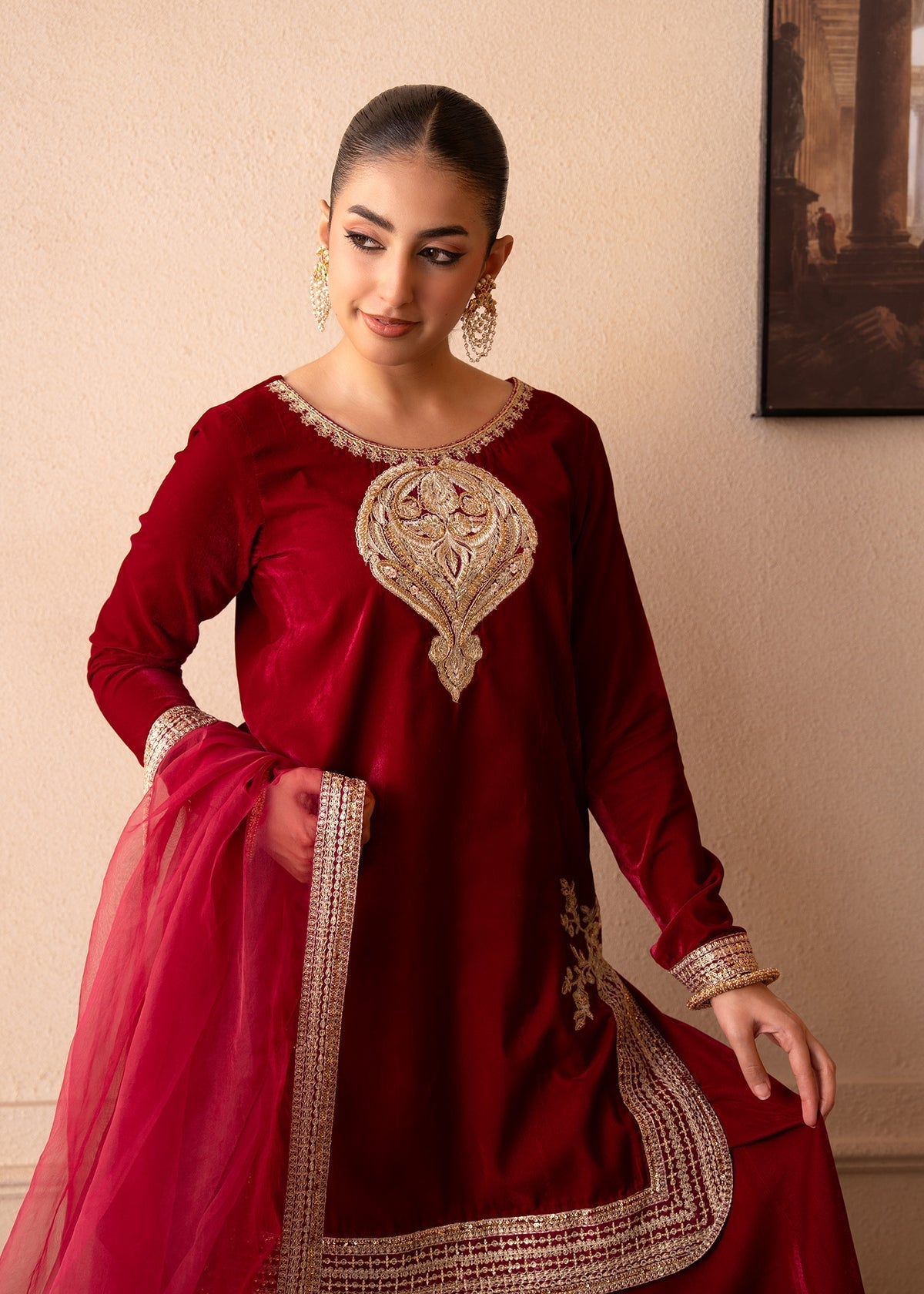Fozia Khalid | The Velvet Rise 25 | ROSE EMBER -  Fozia Khalid Ladies Clothes - Original Designer Dress - House of Maryam