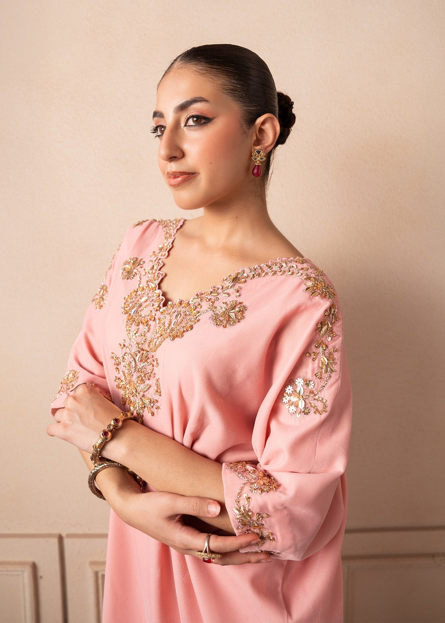 Fozia Khalid | The Velvet Rise 25 | BLUSH AURA -  Fozia Khalid Ladies Clothes - Original Designer Dress - House of Maryam
