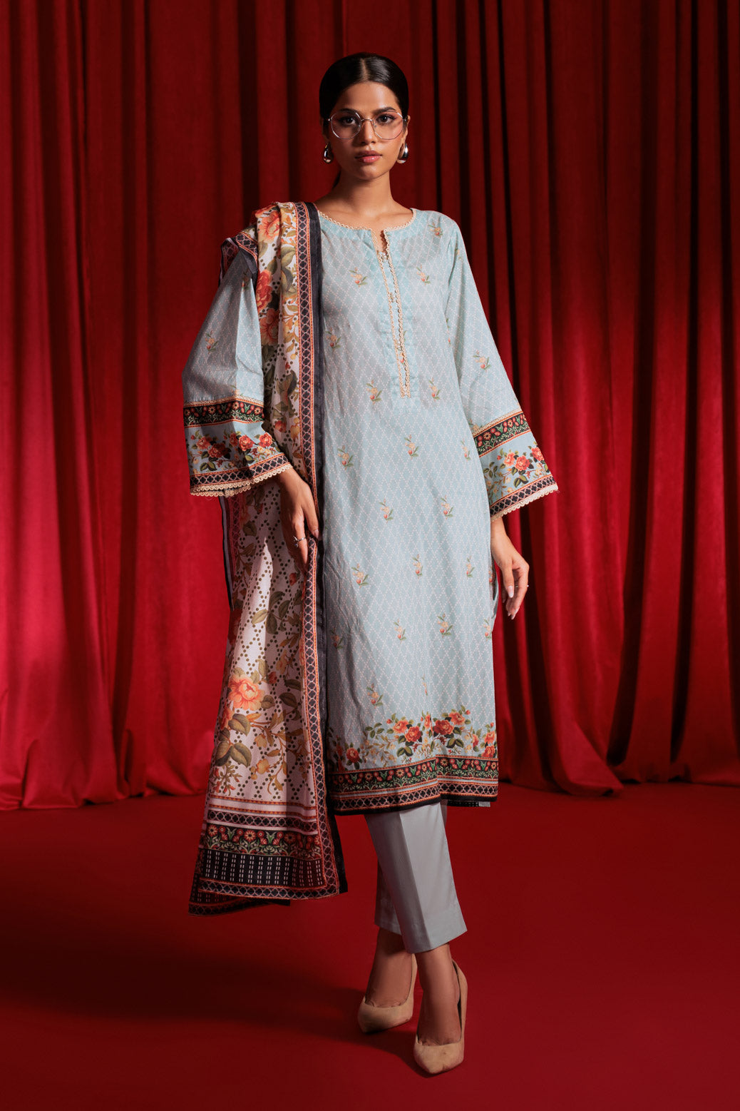 Bonanza Satrangi | Blue Lawn 3 Piece (BPS1243P22) -  Bonanza Satrangi Ready To Wear - Original Designer Dress - House of Maryam