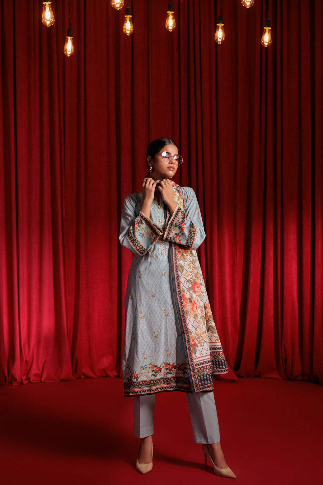 Bonanza Satrangi | Blue Lawn 3 Piece (BPS1243P22) -  Bonanza Satrangi Ready To Wear - Original Designer Dress - House of Maryam
