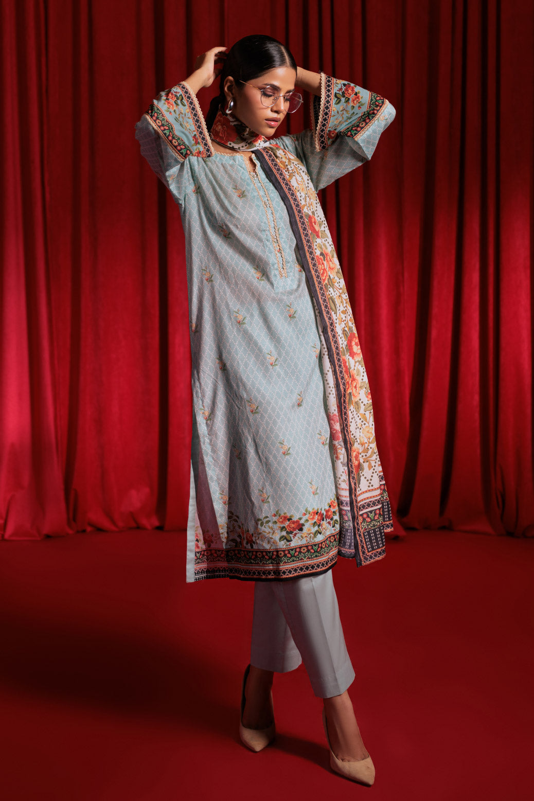 Bonanza Satrangi | Blue Lawn 3 Piece (BPS1243P22) -  Bonanza Satrangi Ready To Wear - Original Designer Dress - House of Maryam