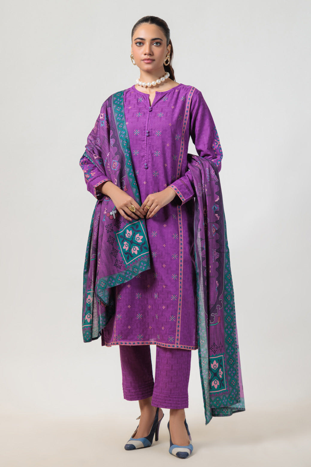 Bonanza Satrangi | Purple Jacquard 3 Piece (BPS2243P08) -  Bonanza Satrangi Ready To Wear - Original Designer Dress - House of Maryam