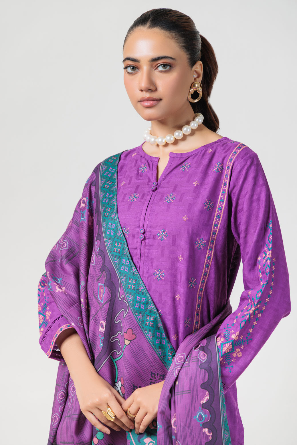 Bonanza Satrangi | Purple Jacquard 3 Piece (BPS2243P08) -  Bonanza Satrangi Ready To Wear - Original Designer Dress - House of Maryam