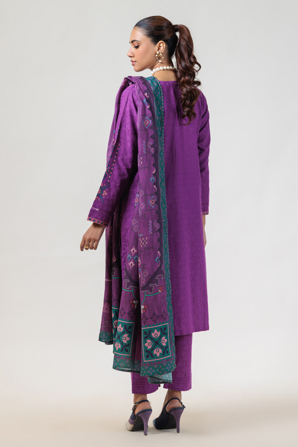 Bonanza Satrangi | Purple Jacquard 3 Piece (BPS2243P08) -  Bonanza Satrangi Ready To Wear - Original Designer Dress - House of Maryam