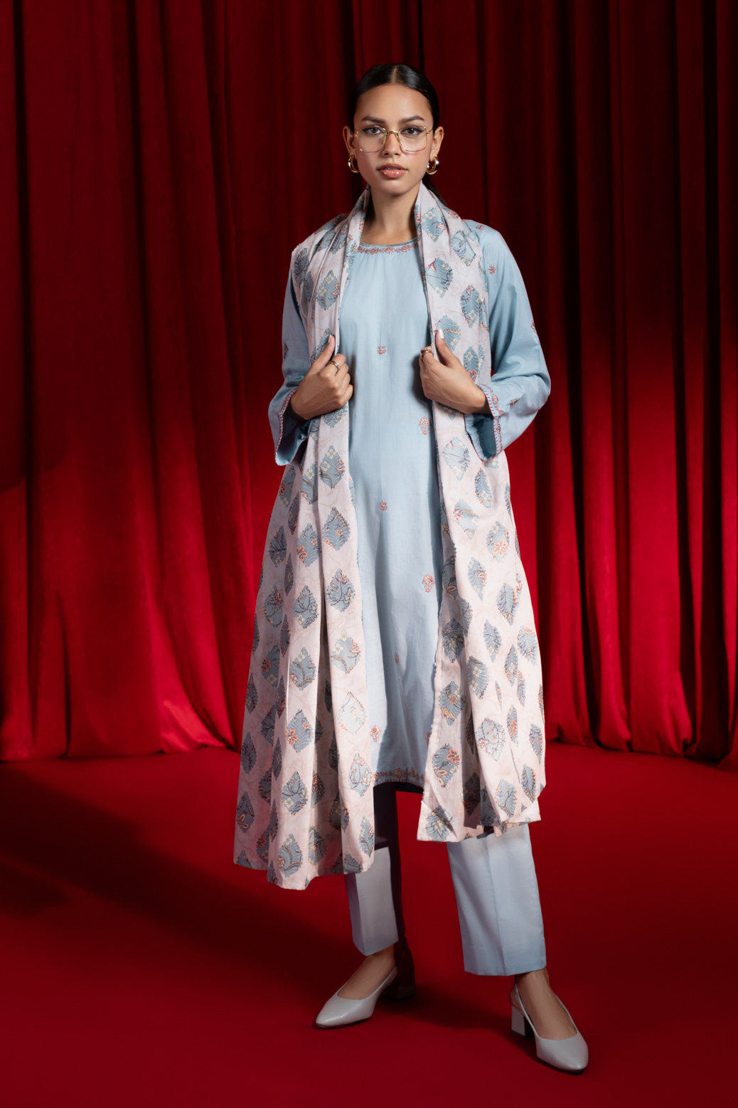 Bonanza Satrangi | Ice Blue Cambric 3 Piece (BPS2243P10) -  Bonanza Satrangi Ready To Wear - Original Designer Dress - House of Maryam