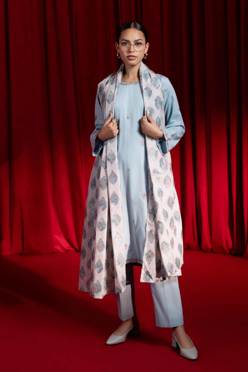 Bonanza Satrangi | Ice Blue Cambric 3 Piece (BPS2243P10) -  Bonanza Satrangi Ready To Wear - Original Designer Dress - House of Maryam