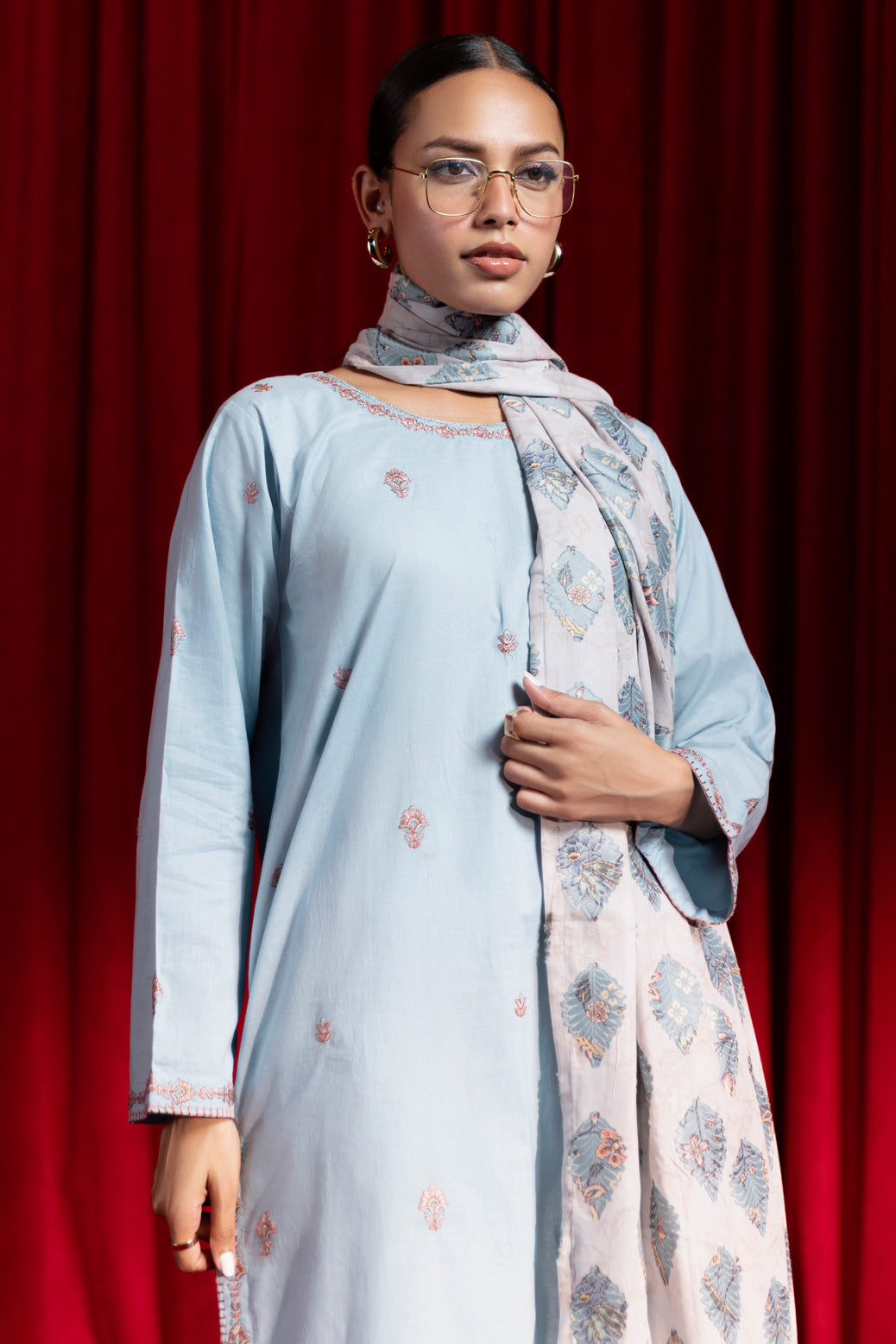 Bonanza Satrangi | Ice Blue Cambric 3 Piece (BPS2243P10) -  Bonanza Satrangi Ready To Wear - Original Designer Dress - House of Maryam